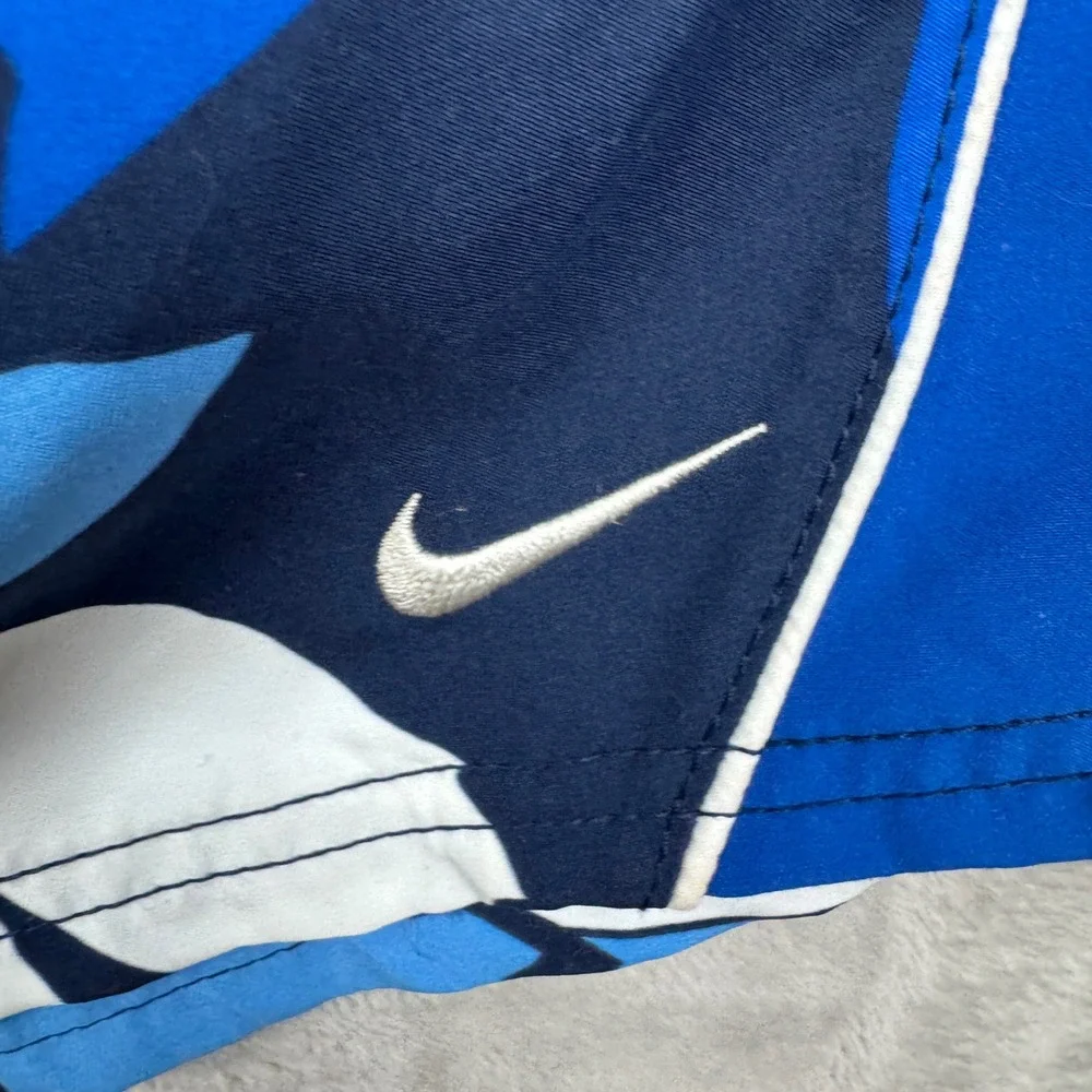 Vintage Y2K Nike‎ Swim Trunks Mens XXL Blue Floral Hibiscus Board Shorts